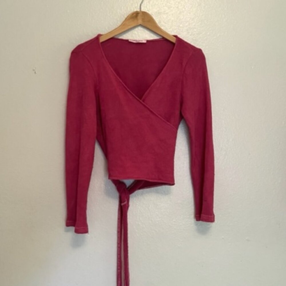 100% Organic Nettle Wrap Top, Hand Knit Ballerina Sweater, Pink Dancer Top